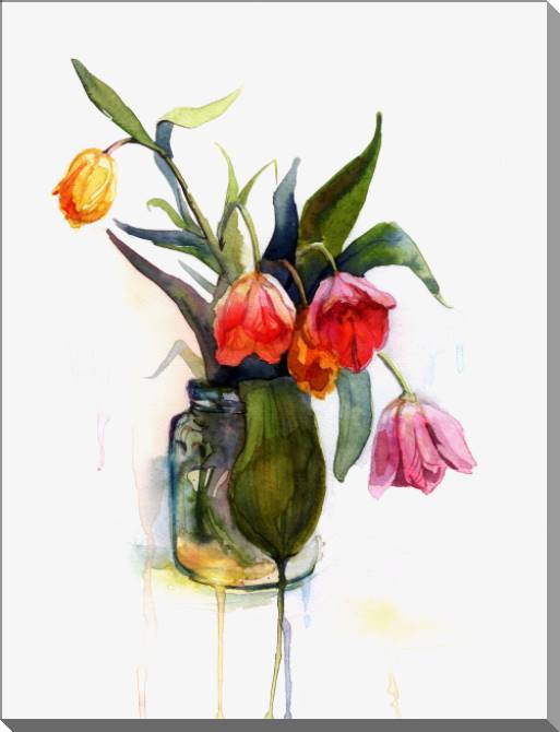 Купить и печать на заказ Картины на пластике, пеноркартоне Акварельные тюльпаны