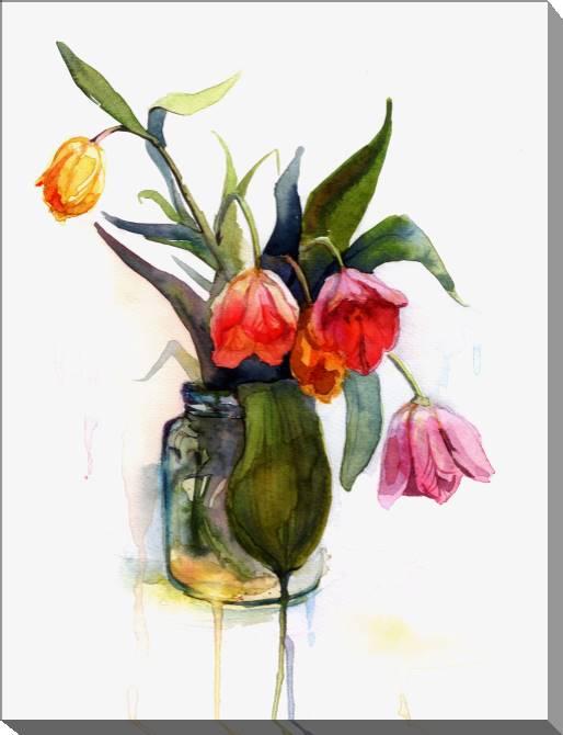 Paintings on canvas Watercolor tulips