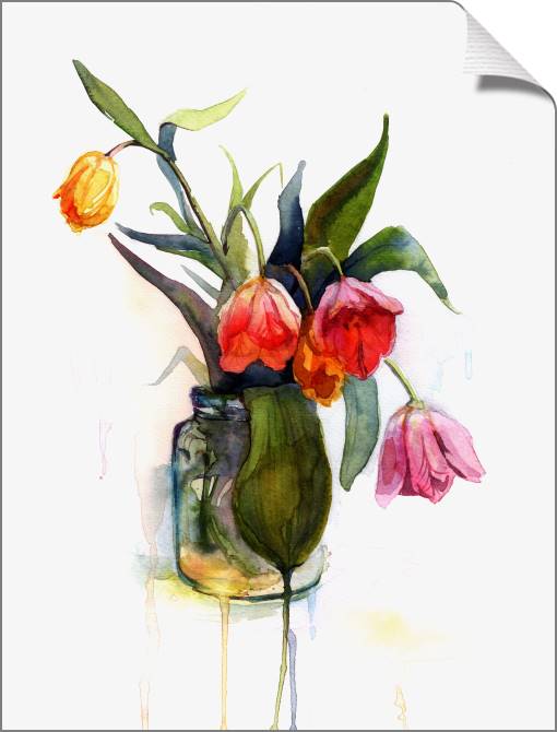 Картины на холсте Watercolor tulips