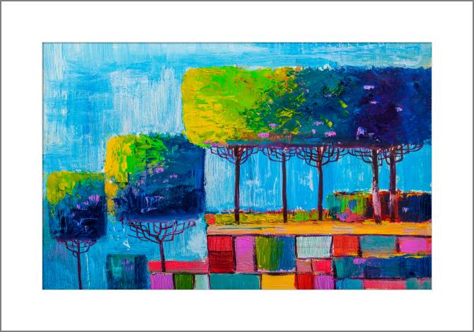 Купить и печать на заказ Картины, фото с паспарту Разноцветные деревья