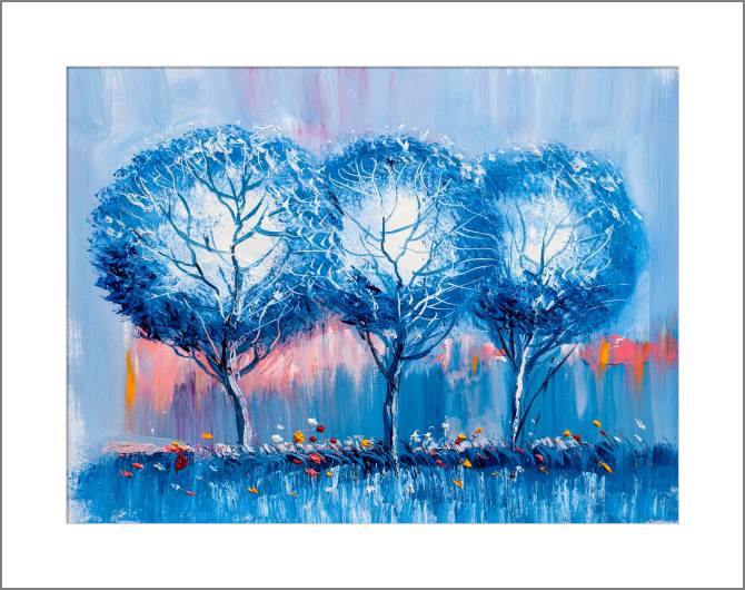 Купить и печать на заказ Картины, фото с паспарту Круглые деревья