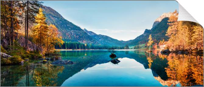 Купить и печать на заказ Картины на холсте Осенняя панорама озера Хинтерзее
