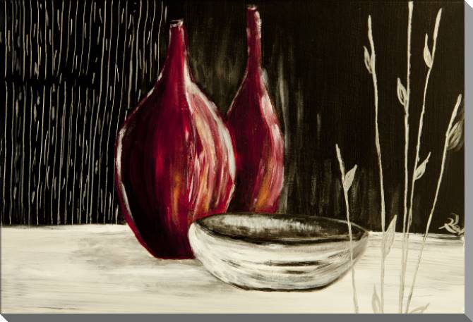 Купить и печать на заказ Картины на пластике, пеноркартоне Натюрморт с тарелкой и вазами