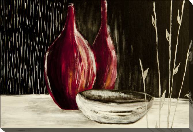 Картины на холсте Still life with bowl and vases