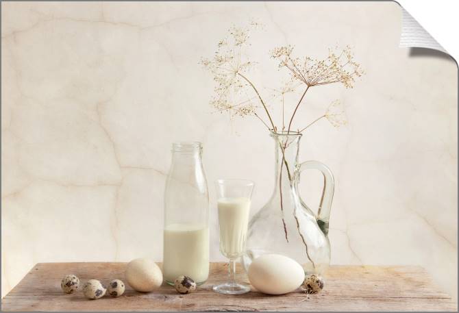 Купить и печать на заказ Картины на холсте Натюрморт с молоком в пастельных тонах