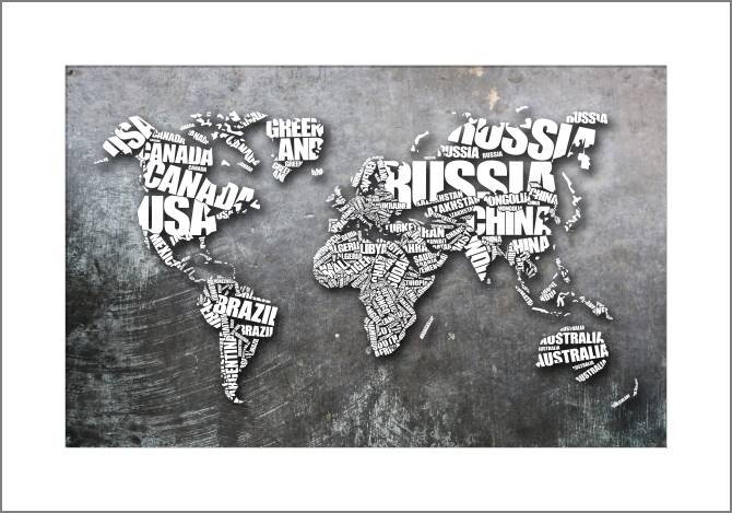 Картины, фото с паспарту World map of country names
