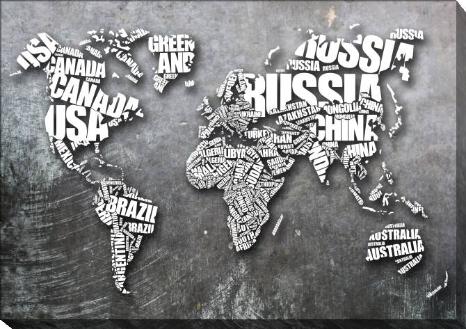 Картины на холсте World map of country names