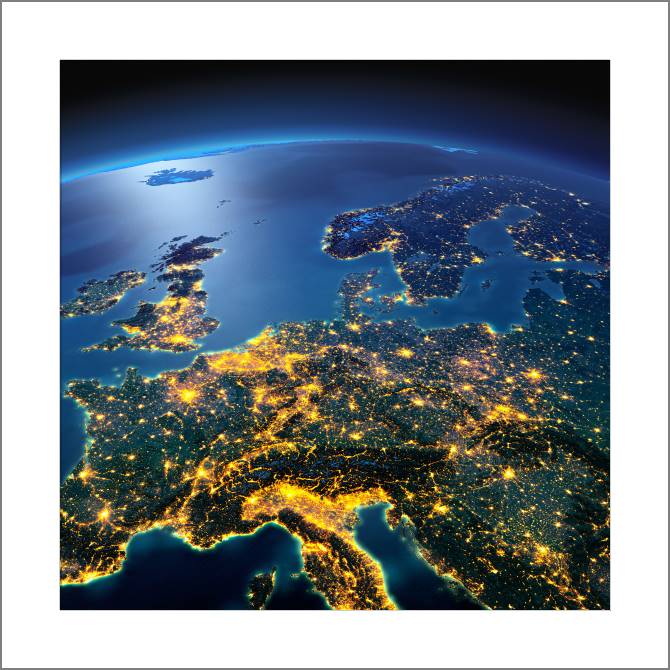 Картины, фото с паспарту Night planet Earth