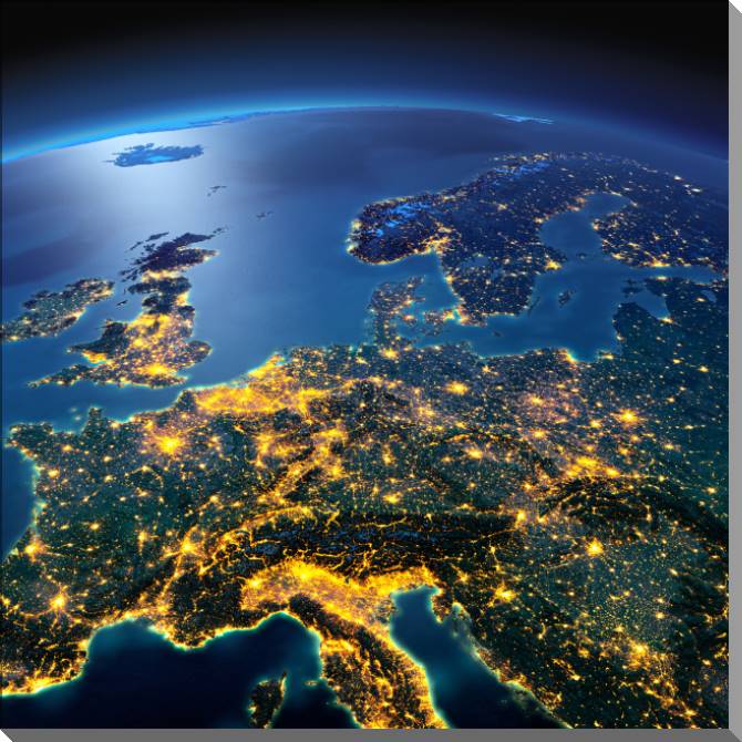 Купить и печать на заказ Картины на пластике, пеноркартоне Ночная планета Земля