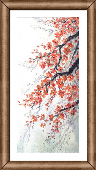 Купить и печать на заказ Картины в рамке, багете Цветущее дерево акварель