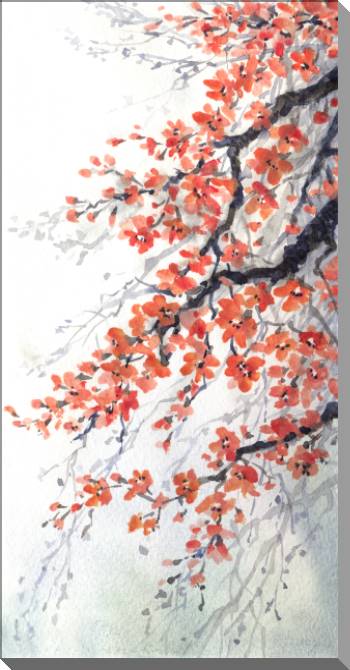 Купить и печать на заказ Картины на пластике, пеноркартоне Цветущее дерево акварель
