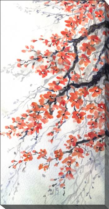 Картины на холсте Flowering tree watercolor