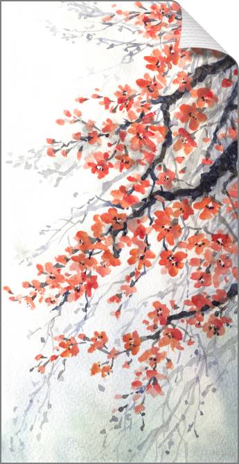 Купить и печать на заказ Картины на холсте Цветущее дерево акварель