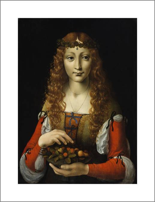 Купить и печать на заказ Картины, фото с паспарту Девушка с вишнями