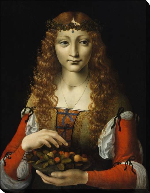 Картины на холсте Girl with cherries (Ambrogio de Predis)