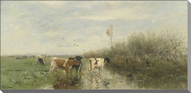 Купить и печать на заказ Картины на пластике, пеноркартоне Коровы на заливном лугу 