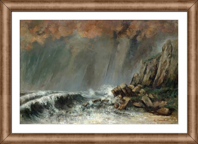Купить и печать на заказ Картины в рамке, багете Морской пейзаж: смерч (Гюстав Курбе)
