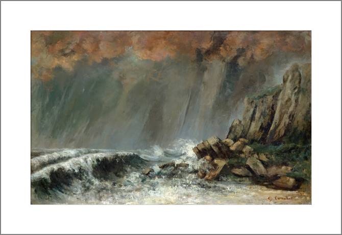 Купить и печать на заказ Картины, фото с паспарту Морской пейзаж: смерч (Гюстав Курбе)