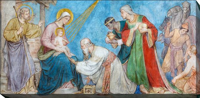 Paintings on canvas The fresco of the adoration of the Magi