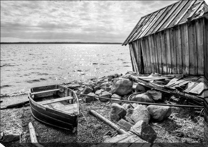 Paintings on canvas Old wooden fishing boat