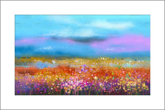 Купить и печать на заказ Картины, фото с паспарту Красочный луг