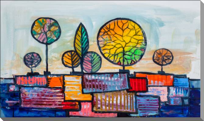 Купить и печать на заказ Картины на пластике, пеноркартоне Арт красочные деревья