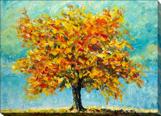 Paintings on canvas Autumn tree impasto painting