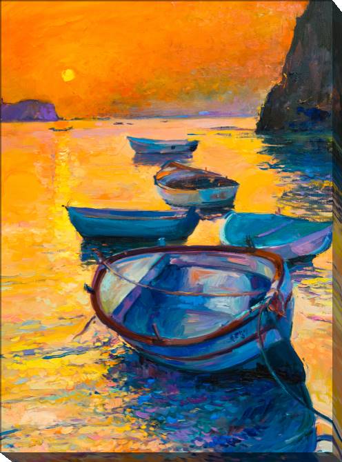 Paintings on canvas Boats at sunset