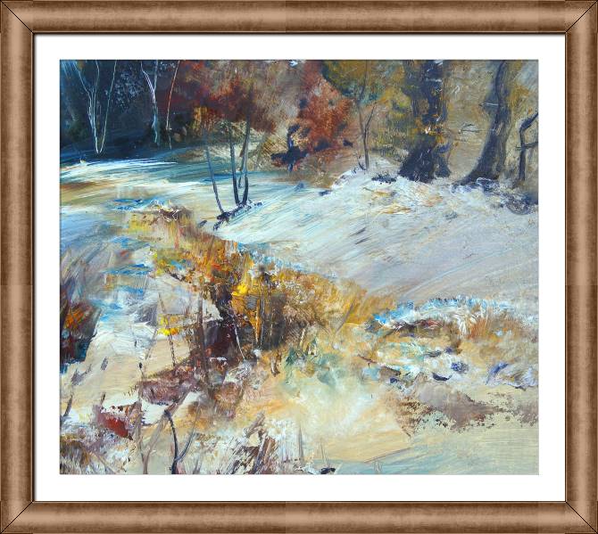 Купить и печать на заказ Картины в рамке, багете Зимний пейзаж живопись