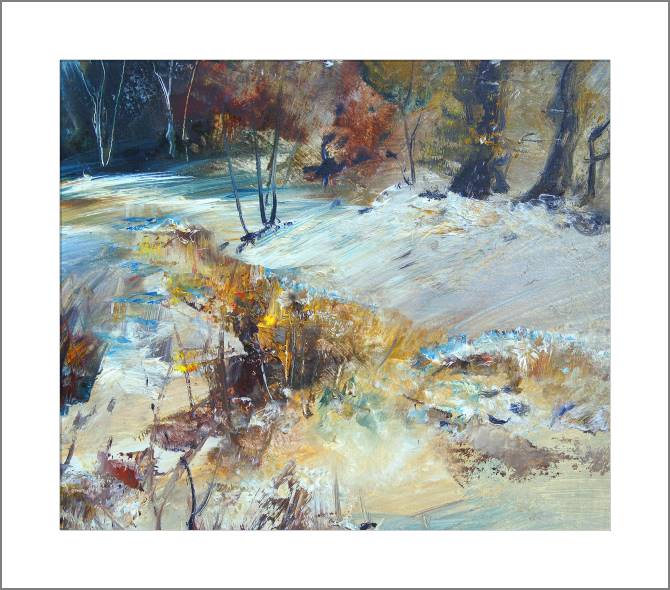 Купить и печать на заказ Картины, фото с паспарту Зимний пейзаж живопись