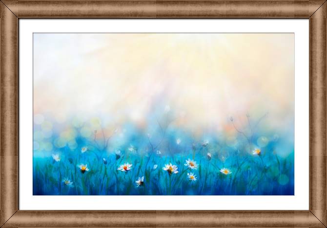 Купить и печать на заказ Картины в рамке, багете Ромашки на лугу