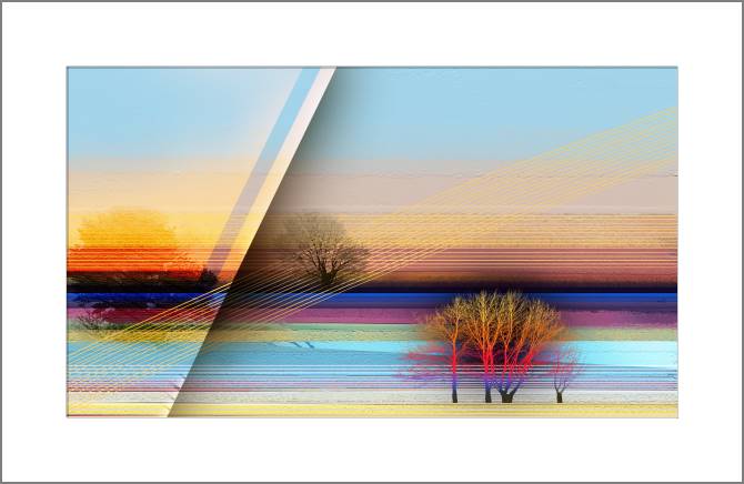 Купить и печать на заказ Картины, фото с паспарту Пейзаж с линиями