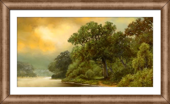 Купить и печать на заказ Картины в рамке, багете Пейзаж с пышными деревьями