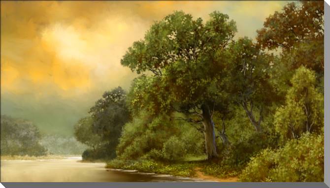 Купить и печать на заказ Картины на пластике, пеноркартоне Пейзаж с пышными деревьями