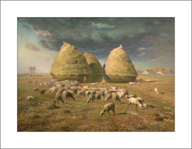 Купить и печать на заказ Картины, фото с паспарту Стога сена: осень