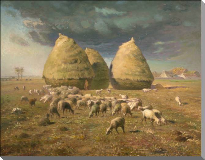 Купить и печать на заказ Картины на пластике, пеноркартоне Стога сена: осень