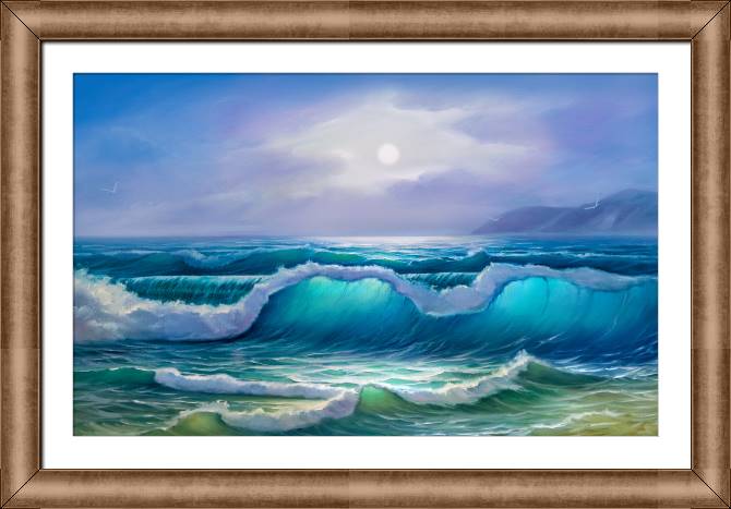 Купить и печать на заказ Картины в рамке, багете Бирюзовые морские волны