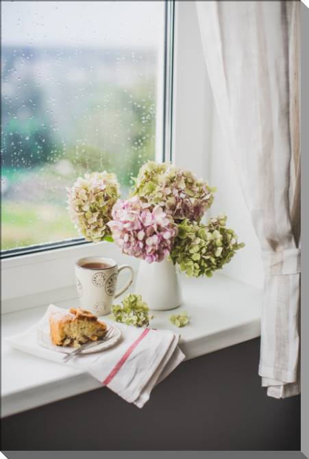 Купить и печать на заказ Картины на пластике, пеноркартоне Нежные цветы на подоконнике