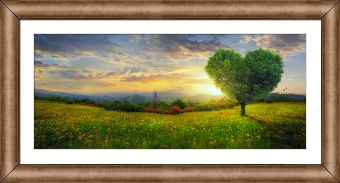 Купить и печать на заказ Картины в рамке, багете Дерево в форме сердца