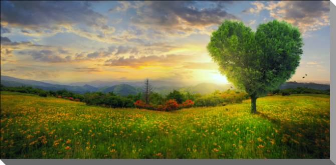 Купить и печать на заказ Картины на пластике, пеноркартоне Дерево в форме сердца