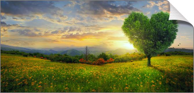 Купить и печать на заказ Картины на холсте Дерево в форме сердца