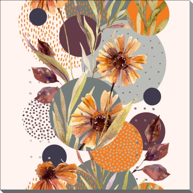 Купить и печать на заказ Картины на пластике, пеноркартоне Арт из кругов и акварельных цветов