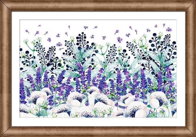Купить и печать на заказ Картины в рамке, багете Анемоны, мята и лаванда