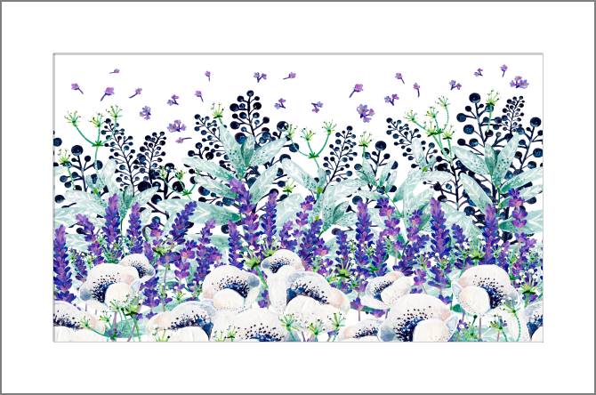 Купить и печать на заказ Картины, фото с паспарту Анемоны, мята и лаванда