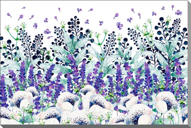 Купить и печать на заказ Картины на пластике, пеноркартоне Анемоны, мята и лаванда