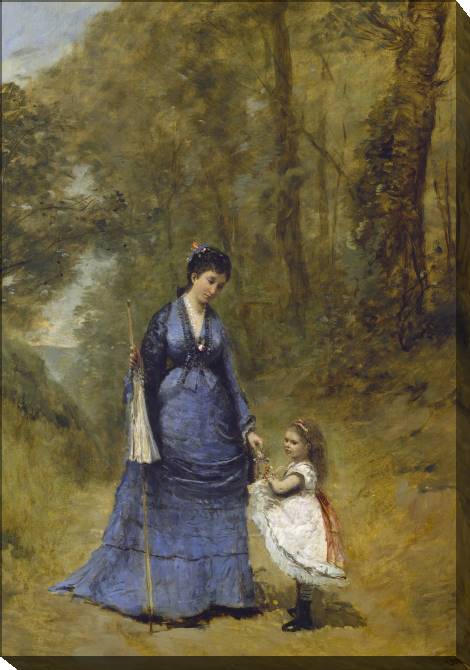 Paintings on canvas Madame Stumpf and her daughter (Camille Corot)