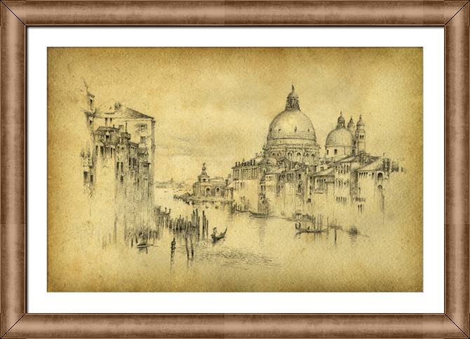 Купить и печать на заказ Репродукции картин Карандашный рисунок Венеции