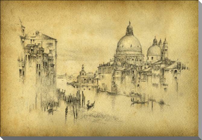 Купить и печать на заказ Картины на пластике, пеноркартоне Карандашный рисунок Венеции