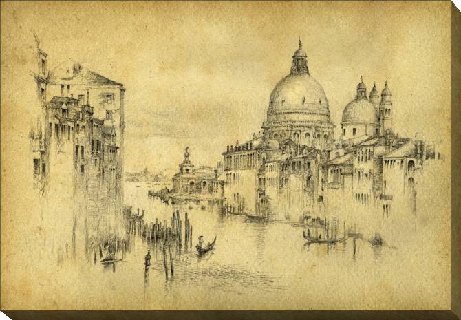 Картины на холсте Pencil drawing of Venice