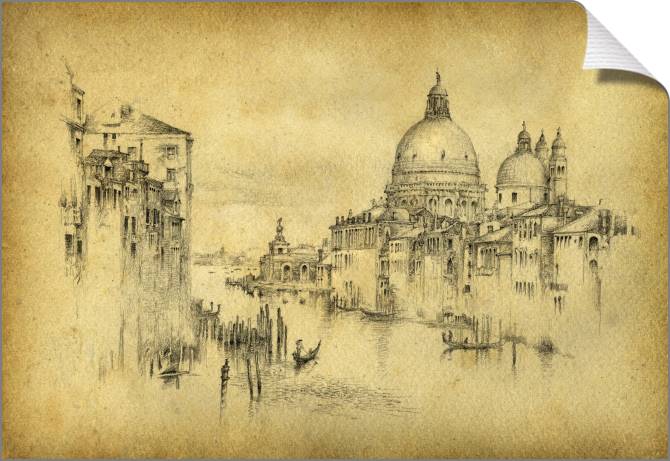 Купить и печать на заказ Картины на холсте Карандашный рисунок Венеции